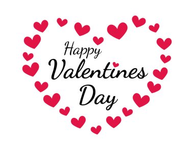 Sevgililer Günü arkaplanında kalpler var. Beyaz bir arkaplanda Sevgililer Günü yazısı var. Vektör çizimi. Duvar kağıdı, el ilanları, davetiyeler, posterler, broşürler, afişler..