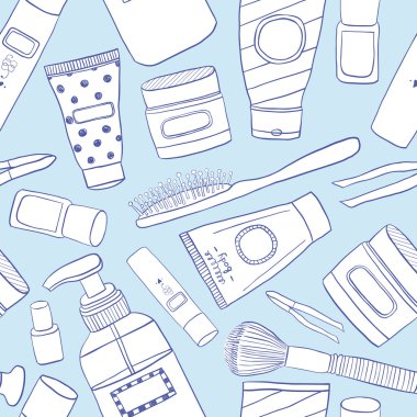 Kozmetik doodle seamless modeli