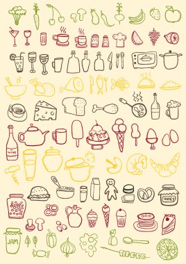 Gıda doodle simgeler