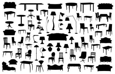 mobilya siluetleri kümesi