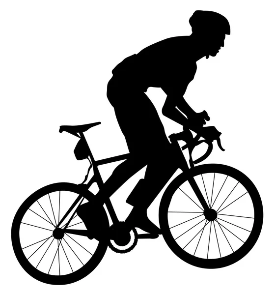 Bicyclist silhouette on white — Stock vektor