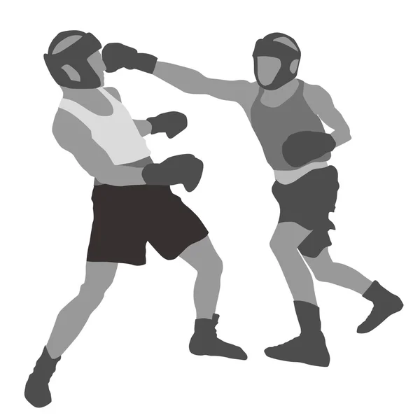 Combattenti di boxe Silhouette — Vettoriale Stock