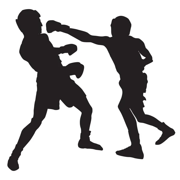 Combatientes de boxeo Siluetas — Vector de stock