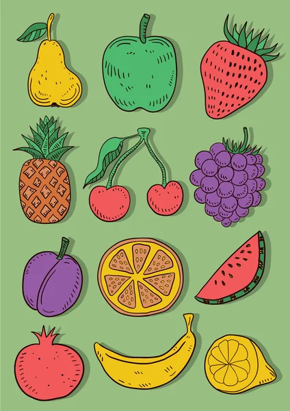 Frutas dibujadas a mano — Archivo Imágenes Vectoriales