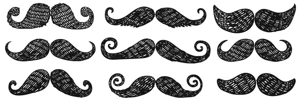 Moustaches tirées à la main — Image vectorielle