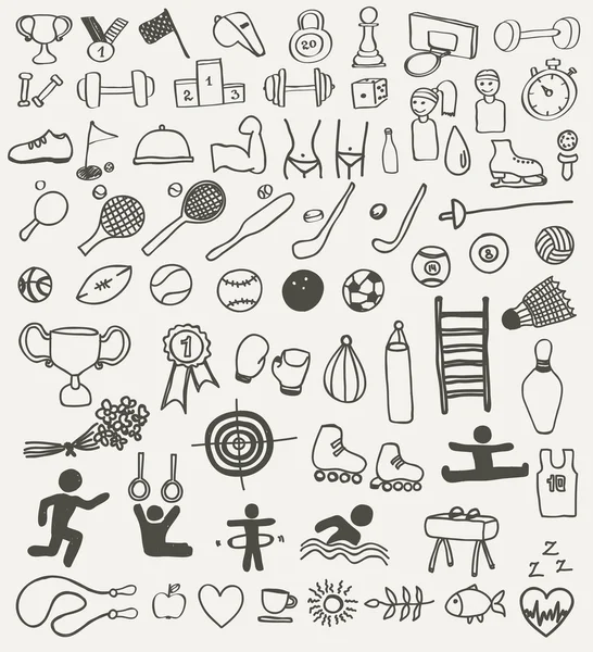 Doodle sport iconos — Archivo Imágenes Vectoriales