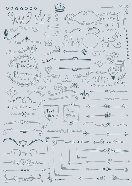 手描画された一連のデザイン要素 — ストックベクタ