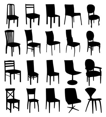 Sandalye siluetleri kümesi 