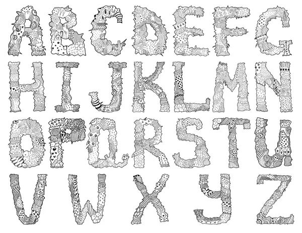 Handgezeichnetes Alphabet — Stockvektor