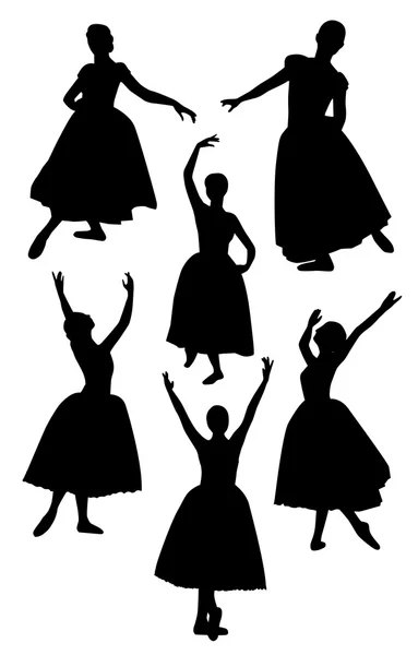 Bale dansçıları silhouettes — Stok Vektör