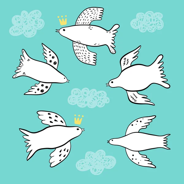 Oiseaux volants gribouille — Image vectorielle