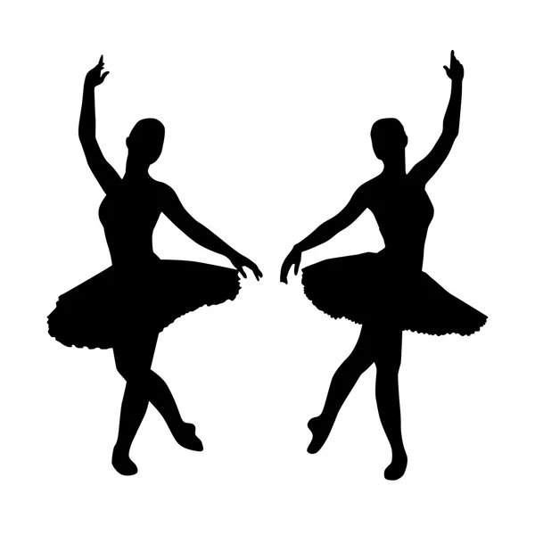 Two Ballerinas silhouettes — Stock Vector