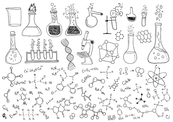 Química dibujada a mano — Vector de stock