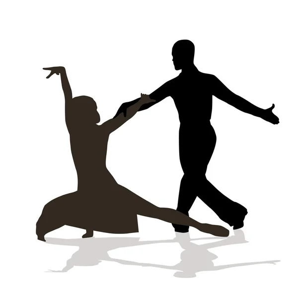 Dans çift siluetleri — Stok Vektör