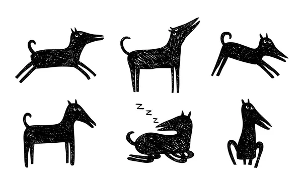 Cães doodle ícones —  Vetores de Stock