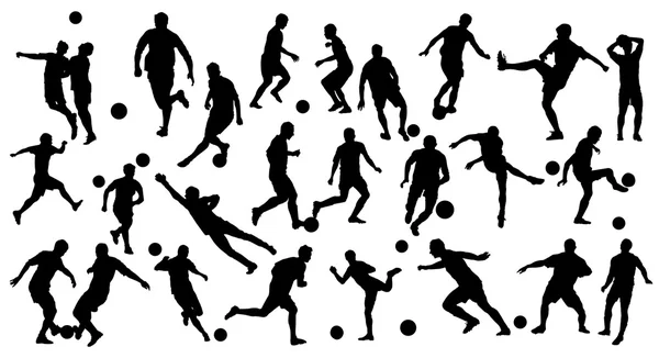 Silhouette giocatori di calcio — Vettoriale Stock