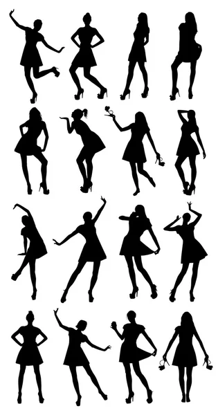 Poser des silhouettes femme — Image vectorielle