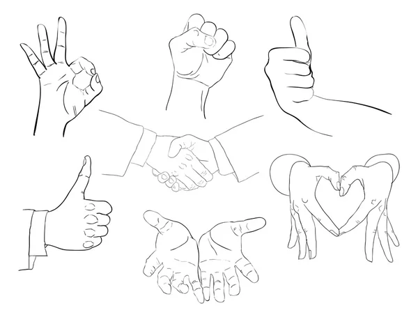 Conjunto de gestos de manos — Vector de stock