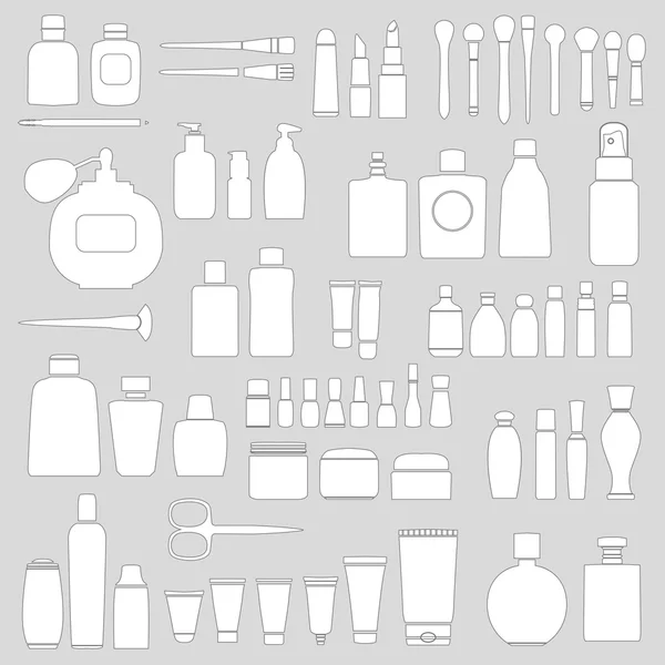 Produtos cosméticos diferentes para cuidados pessoais — Vetor de Stock