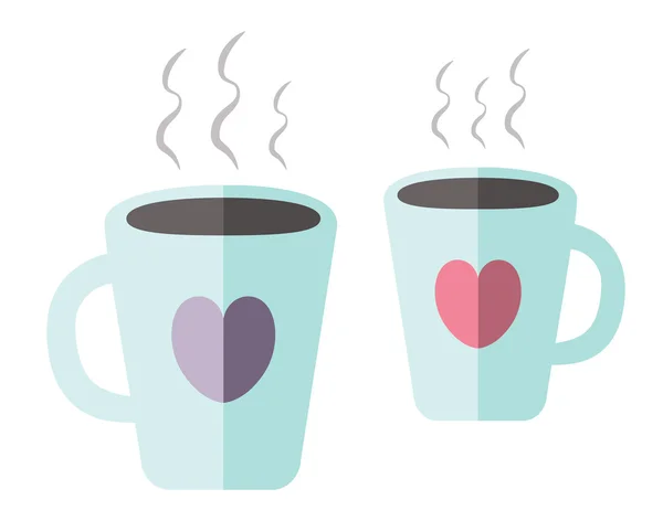 Two coffee cups with hearts — Stock Vector