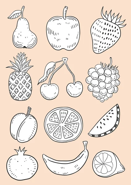 Набор силуэтов фруктов — стоковый вектор