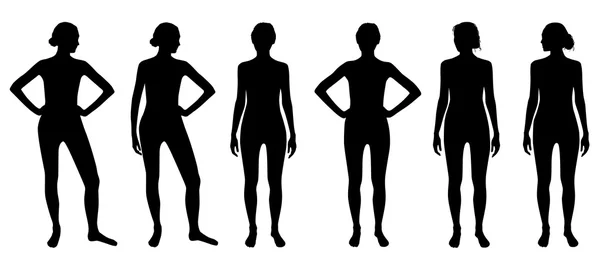 Conjunto de siluetas de mujer — Vector de stock