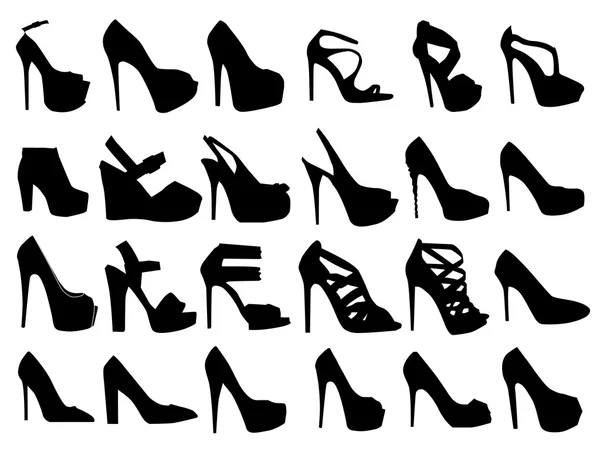 Fashionable woman shoes silhouettes — Stock Vector