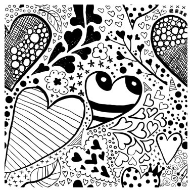 배경과 꽃과 하트 장식