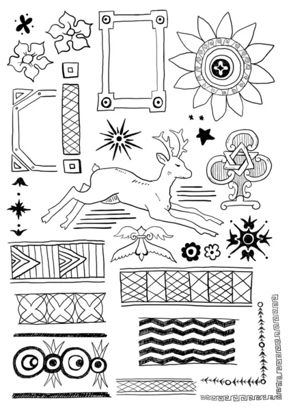 Conjunto de elementos de diseño dibujados a mano — Vector de stock