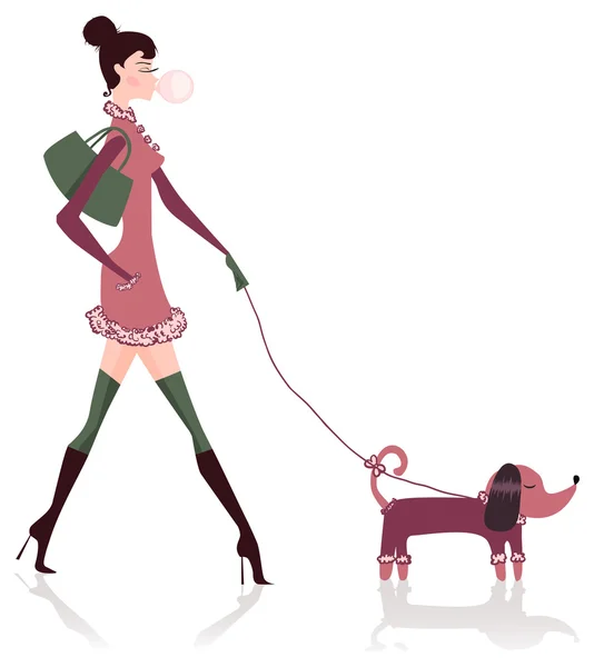 Mädchen mit Hund — Stockvektor
