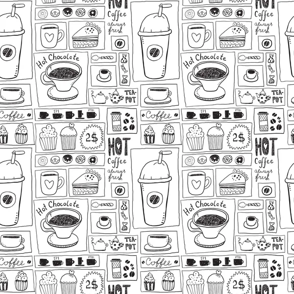 Fondo de café y té — Vector de stock