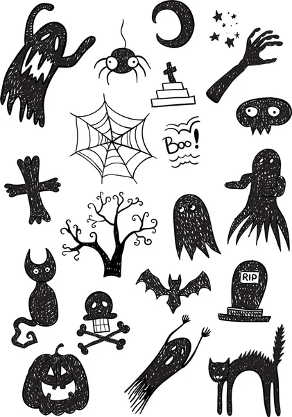 Black Scary Set — Stock Vector