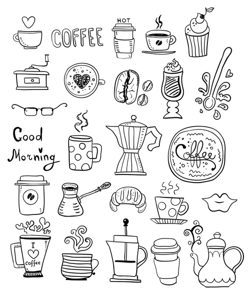 Doodles de café — Archivo Imágenes Vectoriales