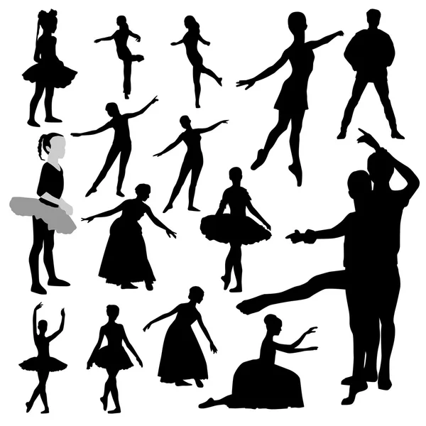 Siluetas de Ballet — Vector de stock