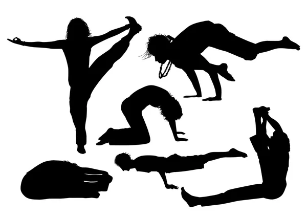 Yoga silhouetten — Stockvector