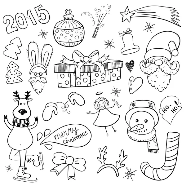 Hand drawn New Year symbols — Stock Vector