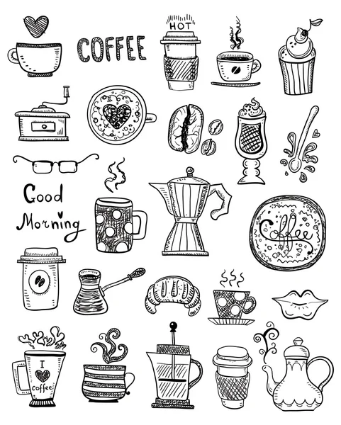 Café Doodles ilustração —  Vetores de Stock