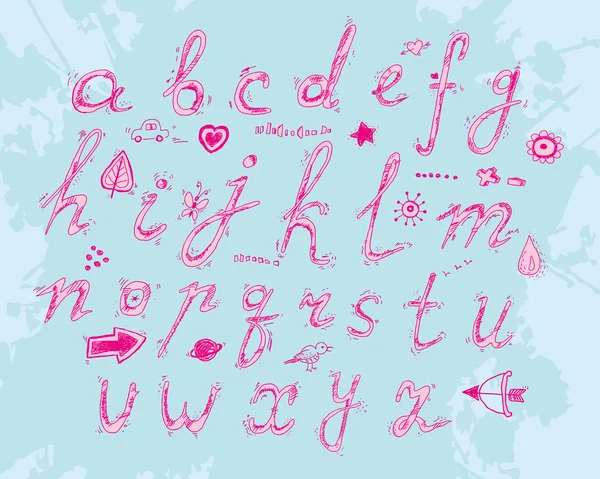 手書きのアルファベット — ストックベクタ