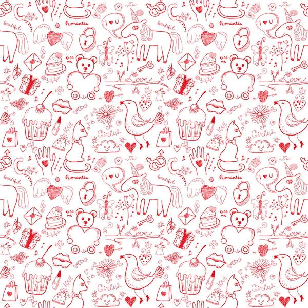 Girlish romantic seamless pattern — Stock Vector