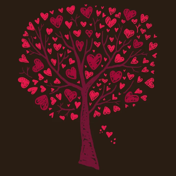 Árbol con corazones — Archivo Imágenes Vectoriales