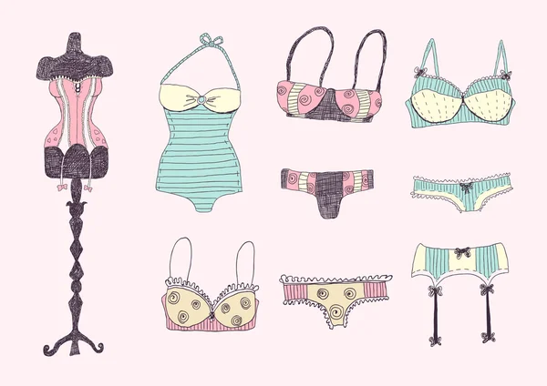 Lingerie Kleurset — Stockvector