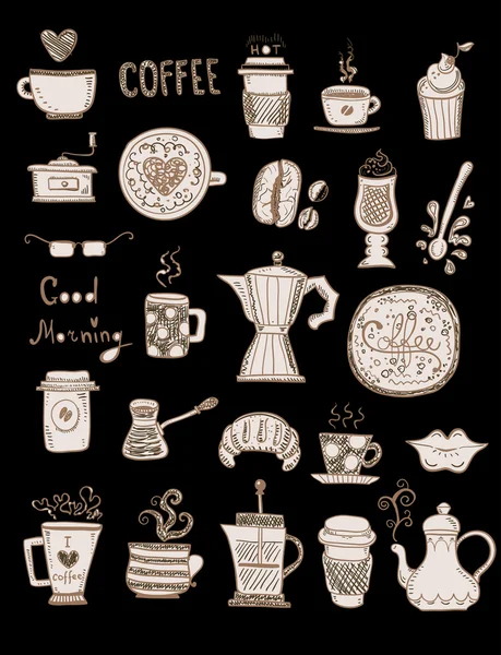 Koffie doodles set — Stockvector