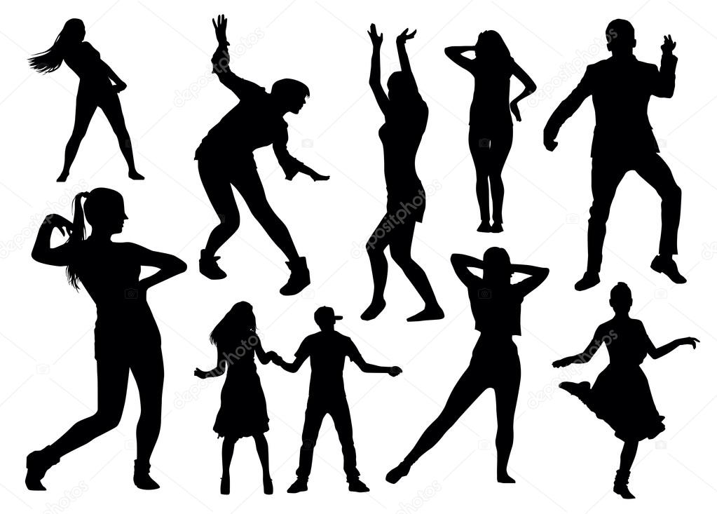 Human dancing silhouettes
