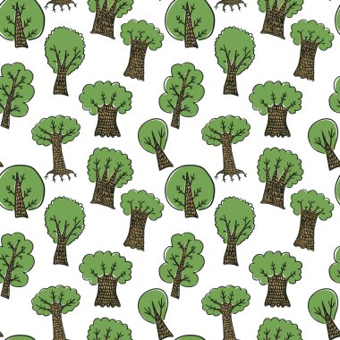 Yeşil elle çizilmiş ağaçlar