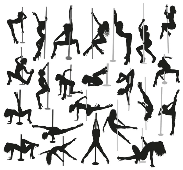 Vrouwelijke strippers silhouetten — Stockvector