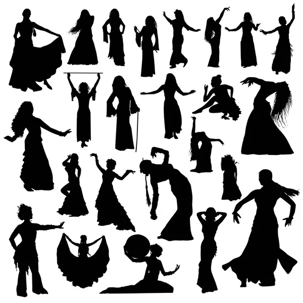Black dancers silhouettes — Stock Vector
