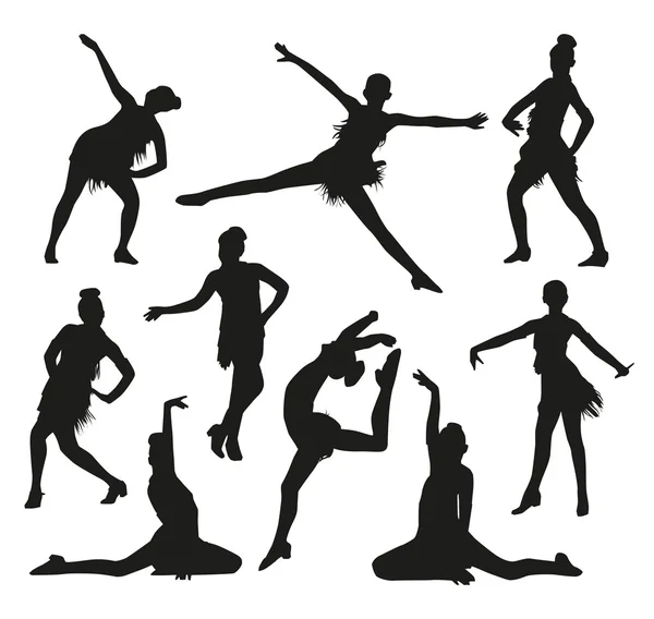 Silhouettes de danseuses noires — Image vectorielle