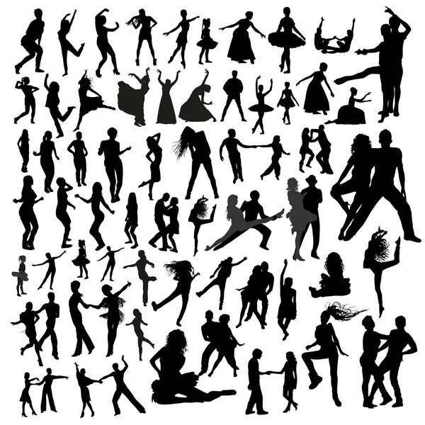 Silhouettes de personnes noires — Image vectorielle