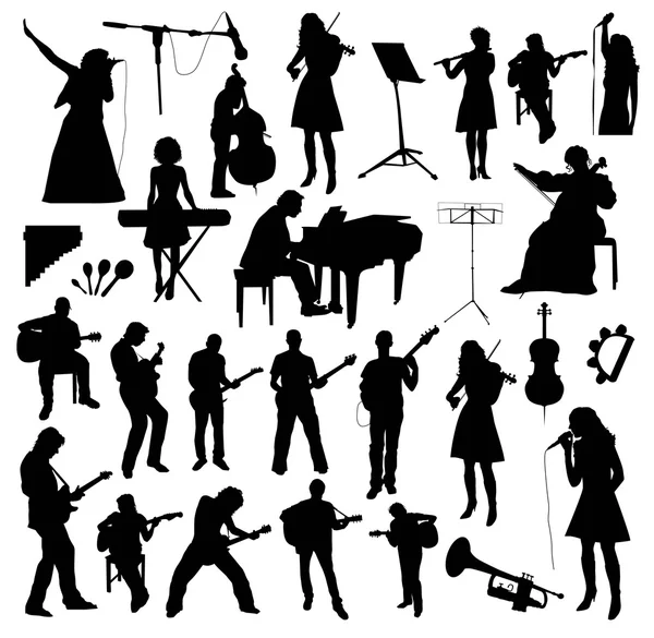 Musiciens noirs Silhouettes — Image vectorielle