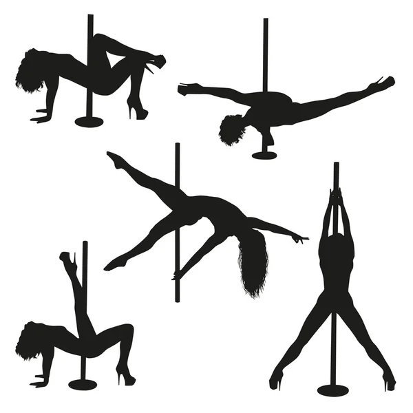 Vrouwelijke strippers silhouetten — Stockvector